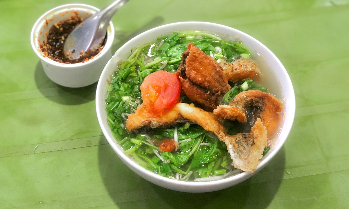 perch noodle soup Vietnamese fish noodles with herbs and broth